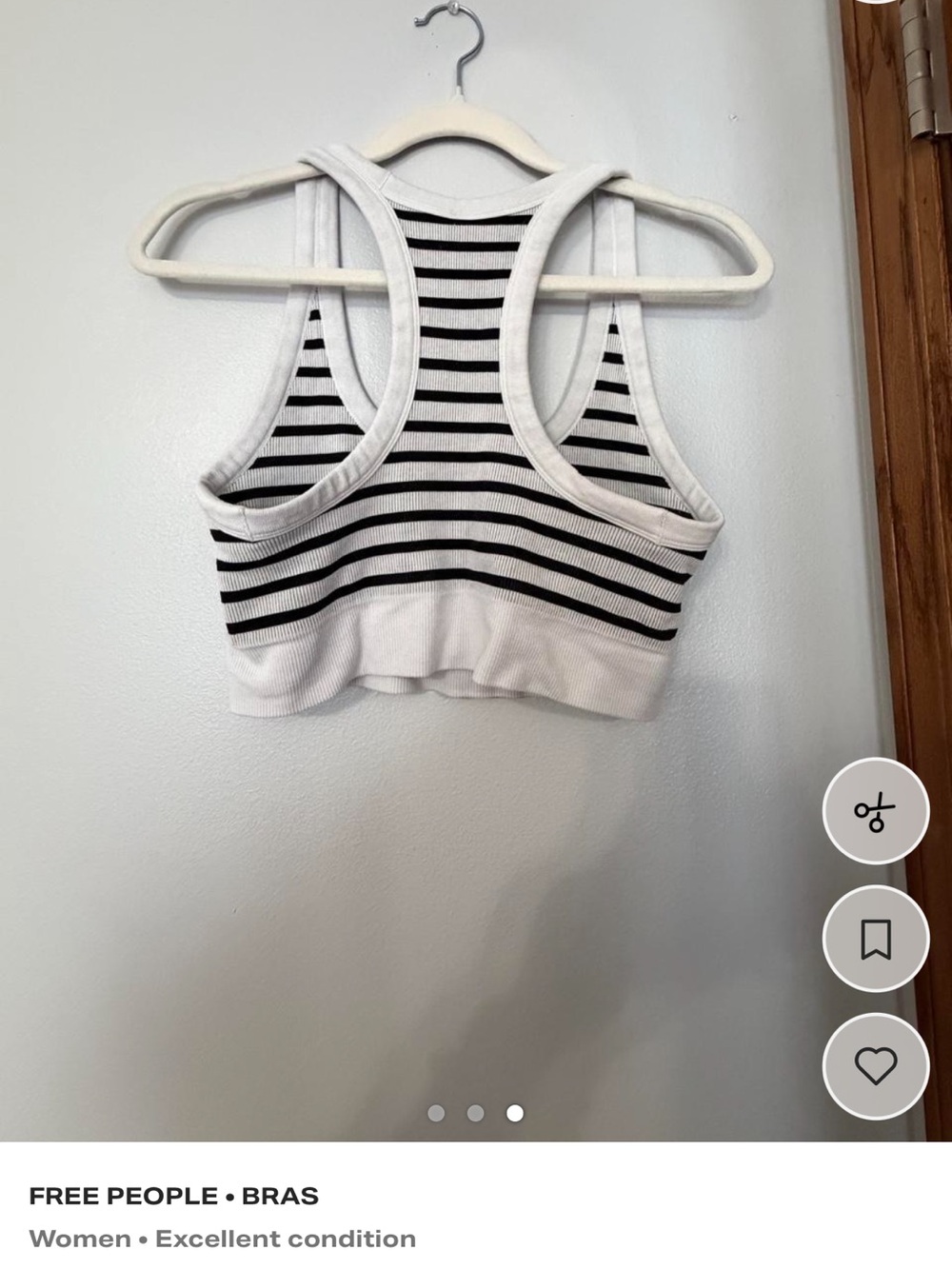 Free People White & Black Striped Racerback Crop bra - Picture 3 of 3